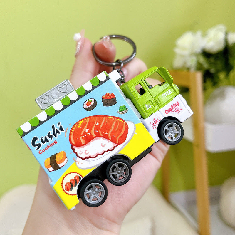 Wholesale Alloy Pull Back Cartoon Dining Car Key Chain